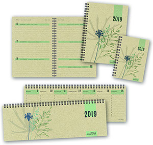 Verschiedene Kalendertypen aus Graspapier
